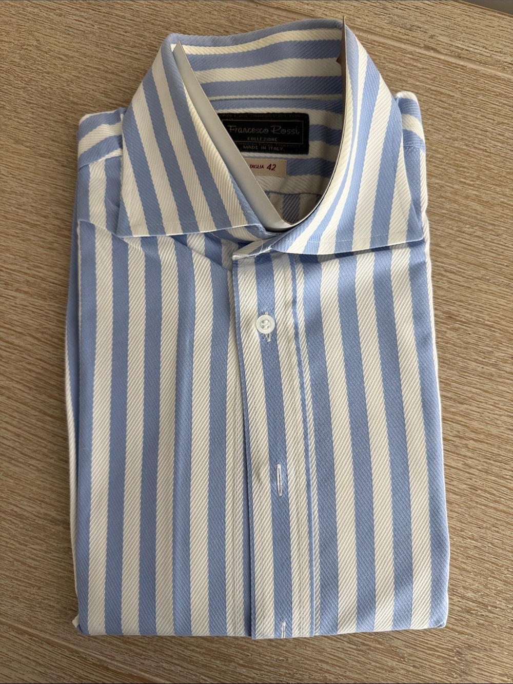 Light Blue and White Striped Dress Shirt
